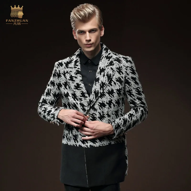 

FreeShipping New fashion casual male Men's long-sleeved winter 2015 long slim single breasted suit collar coat 0097 fanzhuan
