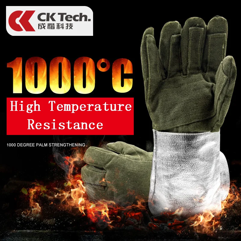 CK Tech. Теплоизоляция 1000 градусов Алюминий Фольга перчатки, устойчивые к высокой температуре работа Гибкая Анти-кондитерская перчатка