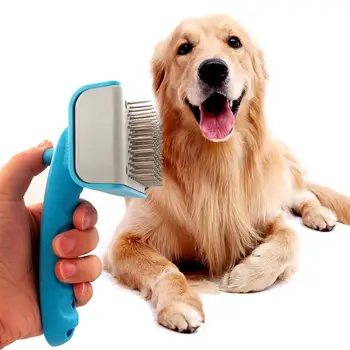 

Pet Cleaning Slicker Comb Brush Dog Cat Hair Grooming Auto Scaling Comb Removes Mats Tangles for Long or Short Haired Pets
