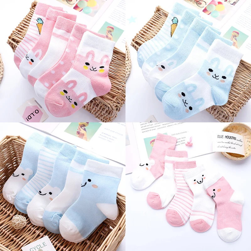 

5 pairs of spring and summer hot sale baby cute cartoon socks children soft cotton comfortable socks baby socks thin 0-8 years