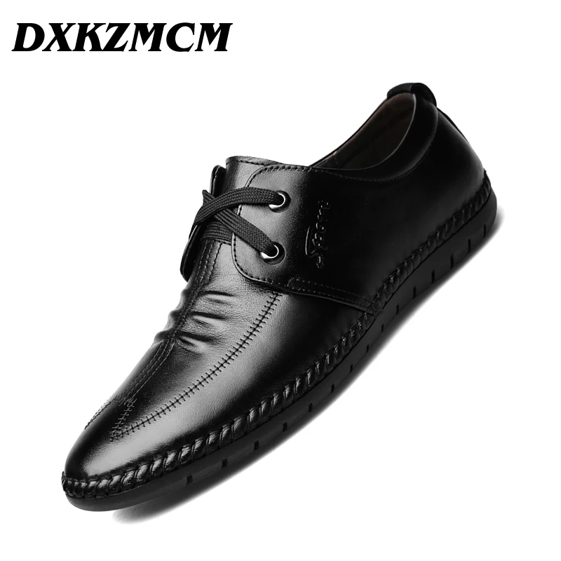 

DXKZMCM Genuine Leather Shoes Men's Flats, Design Style Men Shoes, Fashion Lace Up Casual Shoes