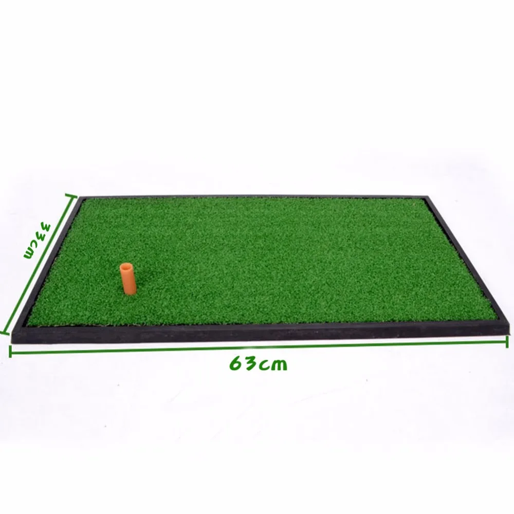 CRESTGOLF 33x63cm Golf Mat Residential Training Hitting Mat Pad Green Grass Indoor Backyard Practice Mat With Rubber Tee Holder 