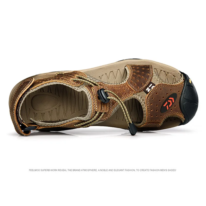 Sapatos de Água Sapatos de Pesca de Pesca Sapatos de Escalada ao ar Sandálias de Couro Verão Dawa Pesca Caminhadas Livre Sandálias Respirável 13 De Pesca DAWA Pesca Caminhadas Sapatos de