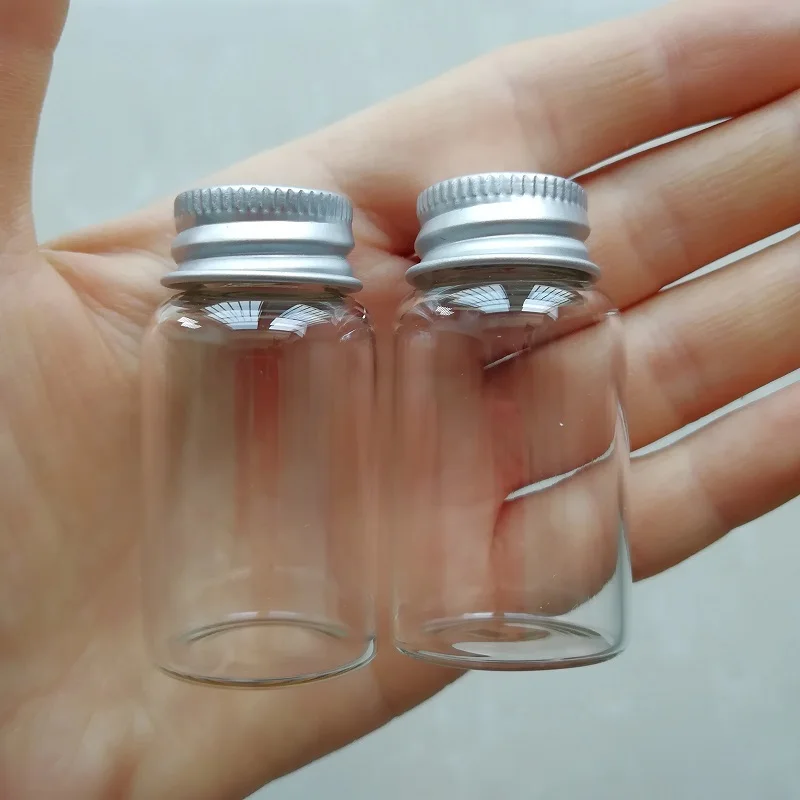 100 x 1/2oz 15ml Clear Glass Bottle with Screw Aluminum Lid Coffee