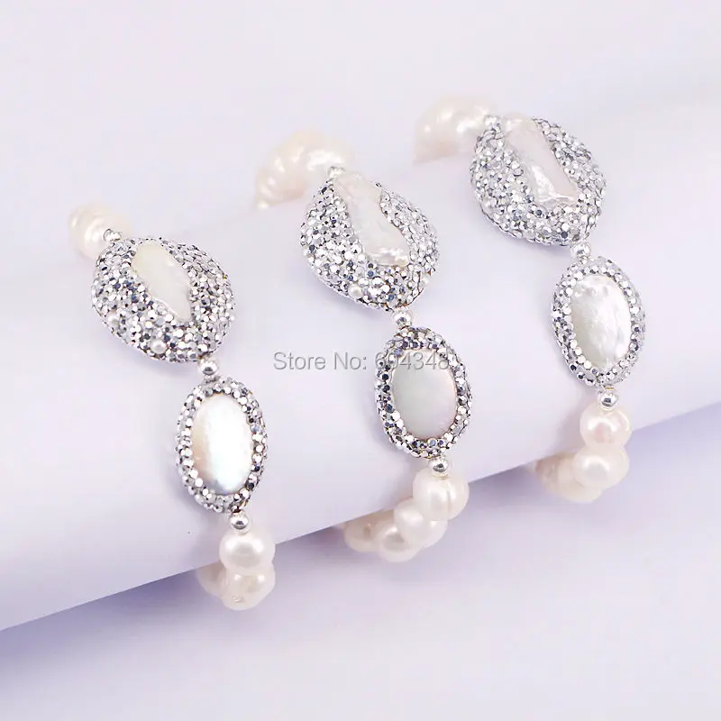 Женский браслет из нитей жемчуга Zyunz белого ручной работы|strand bracelets|bracelet handmadepearl
