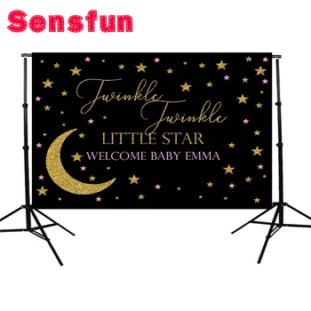 

7x5ft Vinyl Fabric Black Photobooth Twinkle Star Baby Shower Custom Photography Photo Studio Background Backdrops