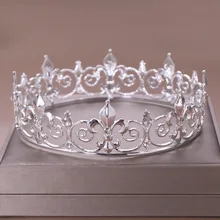 Круглый Золотой/Серебряный Свадебный диадема Корона головной убор для мужчин вечерние украшения для волос Orna для мужчин ts Хрустальная головка ювелирные изделия Аксессуары для свадьбы