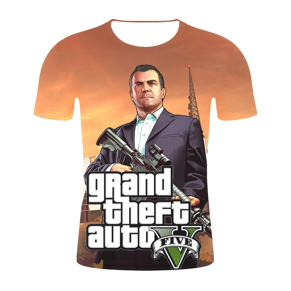 

Grand Theft Auto Game GTA 5 Men Summer T Shirts Cool GTA5 Men TShirt Colorful Print T-shirt in Couples Tee Shirt Funny clothing