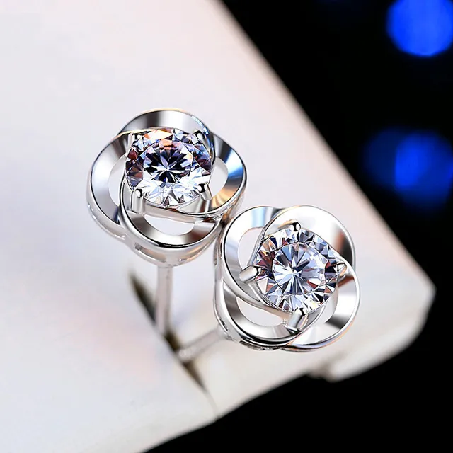 Diy valentine's gift for kids Cute Female Small Round Stud Earrings Real 925 Sterling Silver Filled