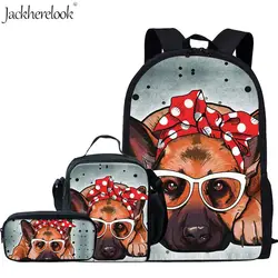 Jackhereluk/милые школьные сумки для девочек, немецкая овчарка, Детский 3D рюкзак для собак, Студенческая сумка для мальчиков, сумка для книг с