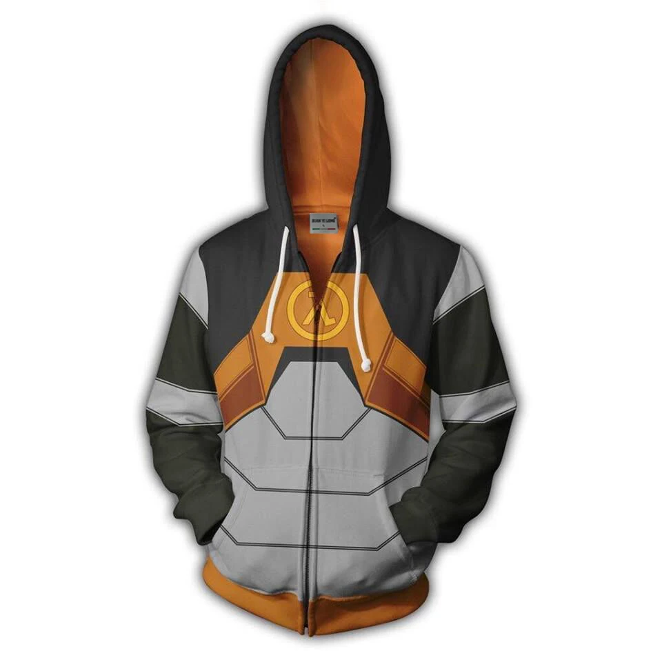  BIANYILONG 2018 new Men Hooded Gordon Freeman Hoodie 3D Printed Hoodies Casual Tracksuit Casual zip