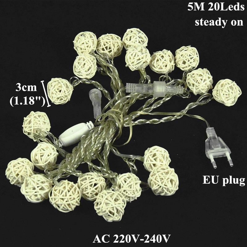 AIFENG Rattan Ball Led String Light 10 20Led 38Leds Rattan Fairy Light Holiday Light For Christmas Wedding Party Decorative Lamp