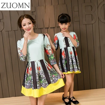 

New Year Mother Daughter Dresses Cute Family Matching Outfits Look Mom And Daughter Baby Girls Dress Half Kids Clothing GH276