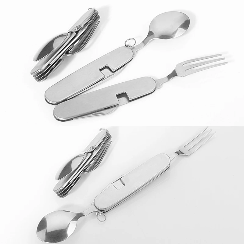 

Folding Knife and Fork Stainless Steel Small Volume Detachable Multifunction Knife Convenient Camping Tableware