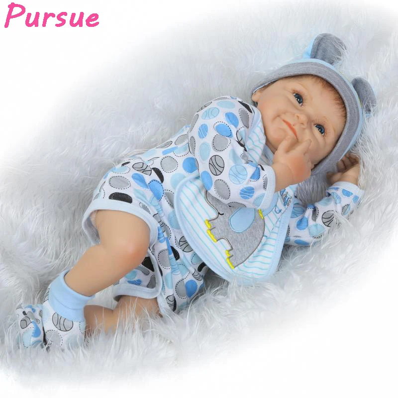 

Pursue 22"/55cm Realistic Newborn Reborn Baby Dolls Boys Soft Silicone Lifelike Baby Dolls for Sale reborn menino 55(Blue Eyes)