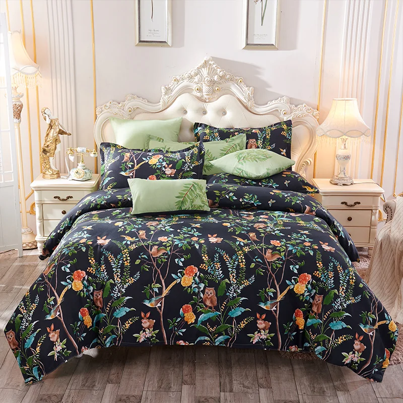 cheap Classic Bedding set Flower and Plant printing Duvet cover sets bed pillowcases sheet set King size Queen size set