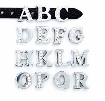 

8MM Half Rhinestones Slide Letters 20PCS/lot " N--Z Can Choose Each Letter " Fit For DIY Charm Keychains & Wristband