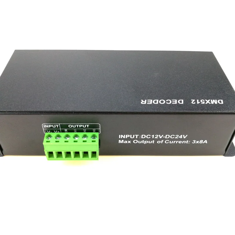 DC 12V 24V DMX512 декодер 3 канала 24A DMX контроллер для 3528 5050 5630 RGB Светодиодные полосы