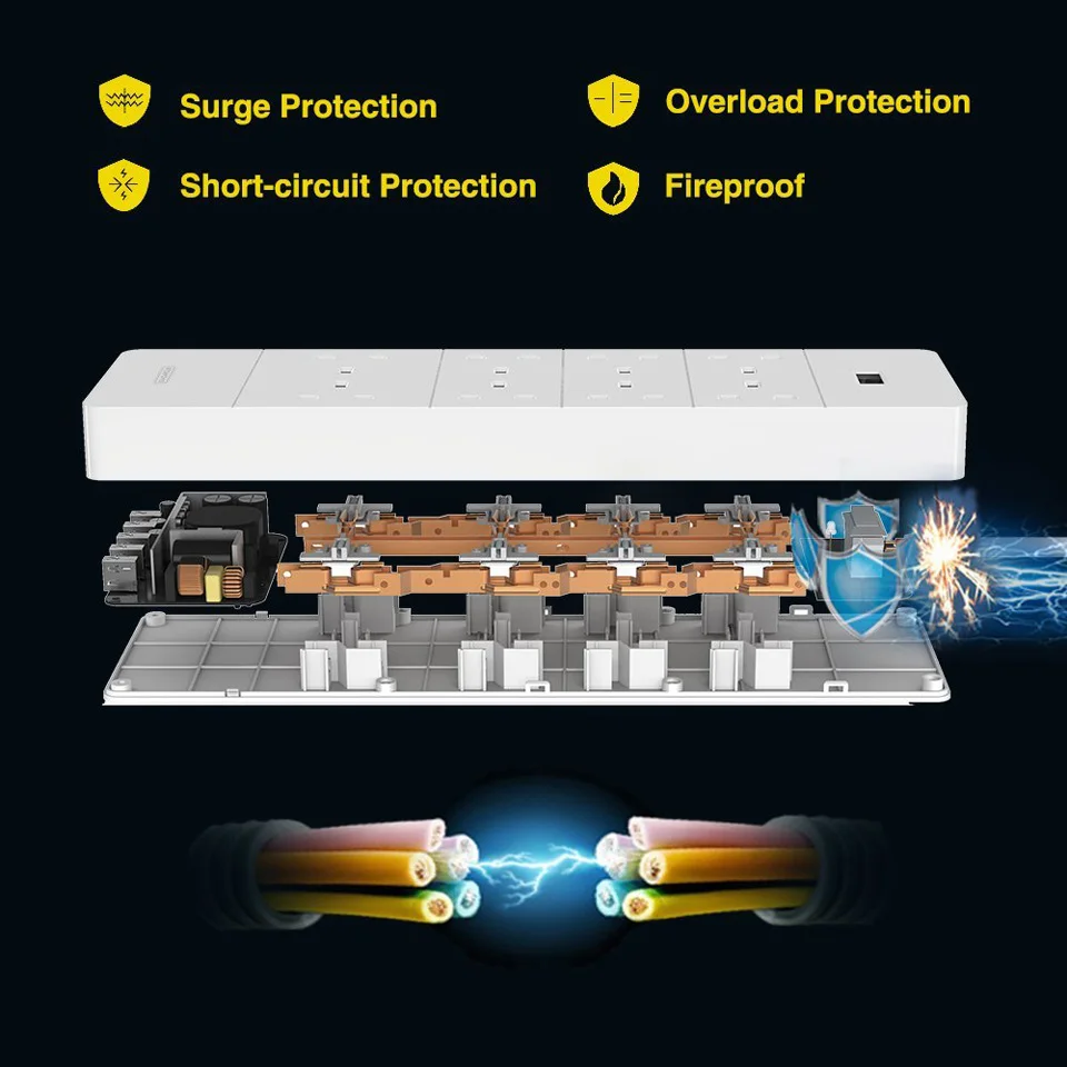 NTON POWER HPC UK Электрический Штекерный разъем USB Power Strip 8 AC 3250W защита от перегрузки 4