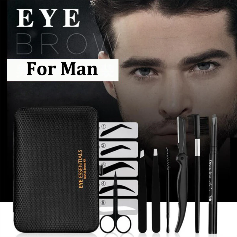 8 In 1 Man Eyebrow Trimming Kit, Portable Tweezer And Scissor Set For