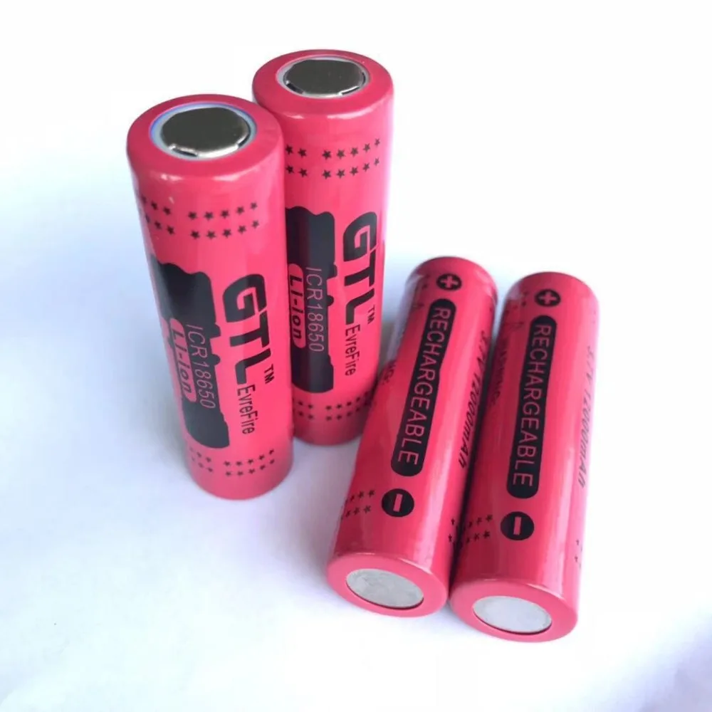 4 шт. 18650 перезаряжаемая батарея ICR18650 3,7 V 12000 mah 18650 литиевая аккумуляторная батарея большой емкости - Цвет: 4pc red 18650
