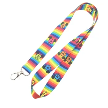 

50 pcs cartoon mickey Straps Lanyard ID Badge Holders Neck Keychains For Party Gifts