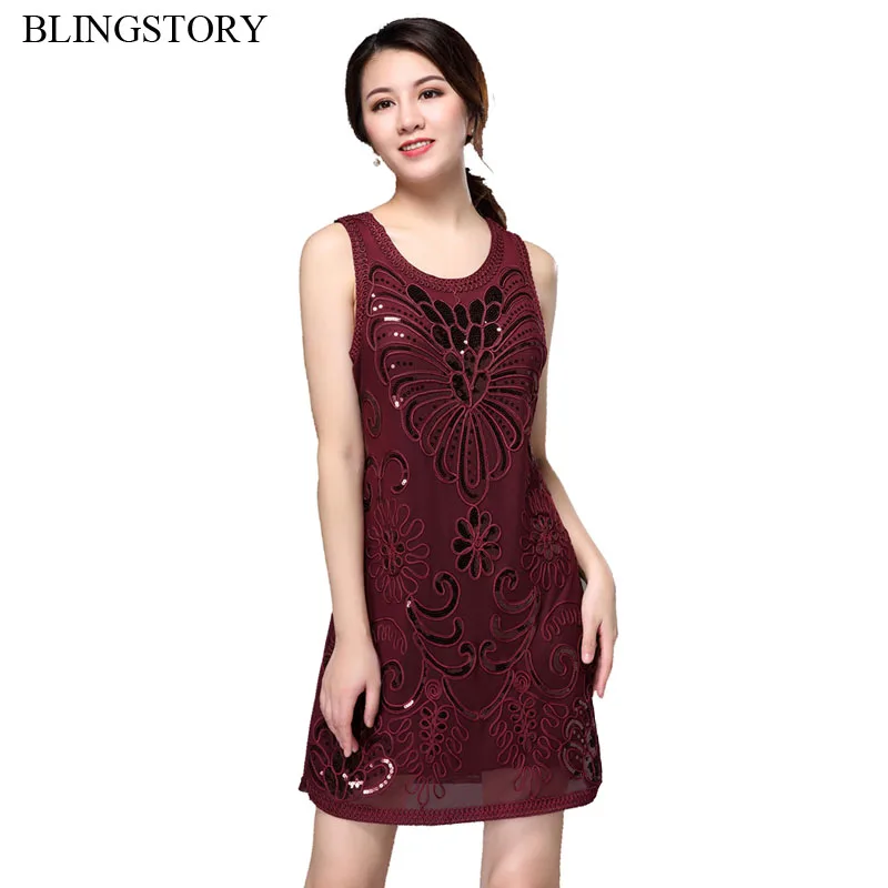

BLINGSTORY High Quality 1920s Great Gatsby Banquet Party Embroidery Sequin Plus Size Floral Dresses XXXXXL Dro-pship KR3090A