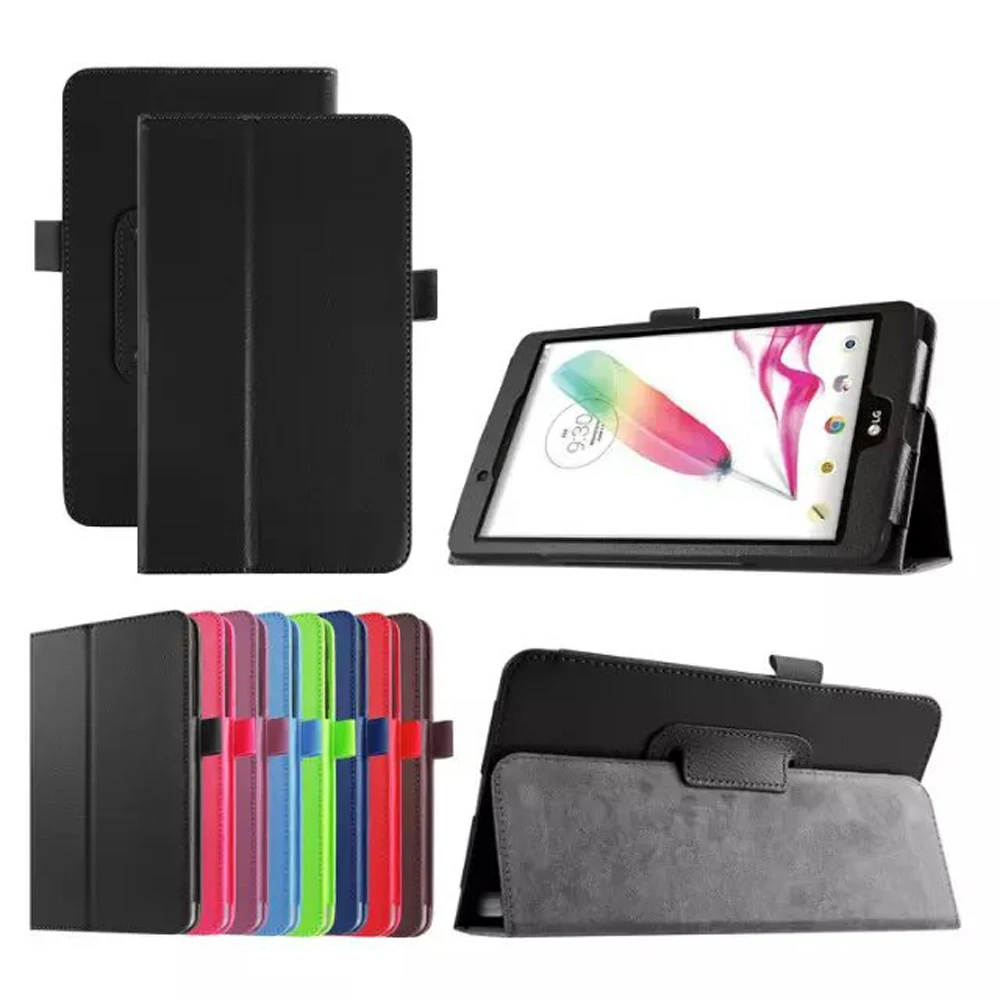 New 2 Folder Luxury Folio Stand Leather Case Protective Cover For LG G Pad 2 / Gpad F 8