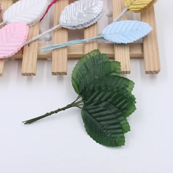 Hot sale 10pcslot 5cm Nylon Silk Leaf Green Leaves Artificial Flower For Wedding Decoration DIY Wreath Gift Craft Fake Flower