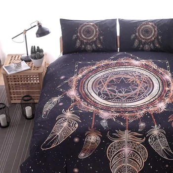 

3pcs/set Bedding Set Polyester Fabric Duvet Cover 200x200cm Pillowcase Bed Sets Dream Catcher Blue Bed Kit Constellation
