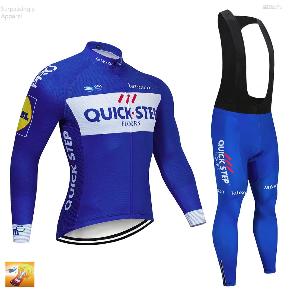 

2019 Team QUICK STEP Cycling Jersey Set Blue Long Sleeve Bike Cycling Set Ropa Ciclismo Invierno Pro Bicycle Wear Bike Clothing