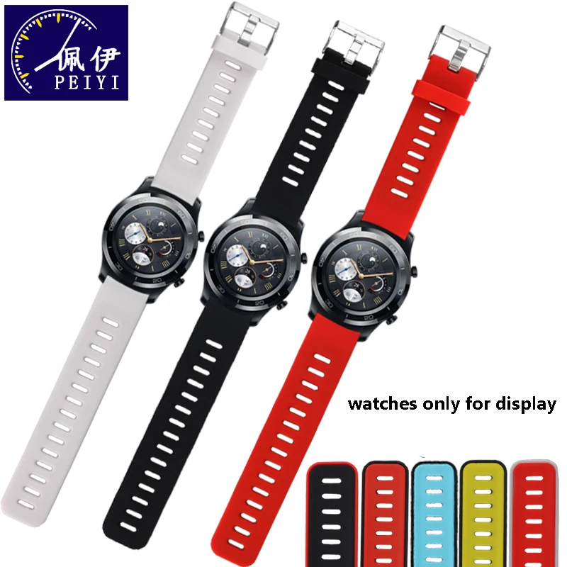

PEIYI Natural Silicone strap Black red Rubber Watch Chain Replacement Wristband For Amazfit Intelligent Sports Watch