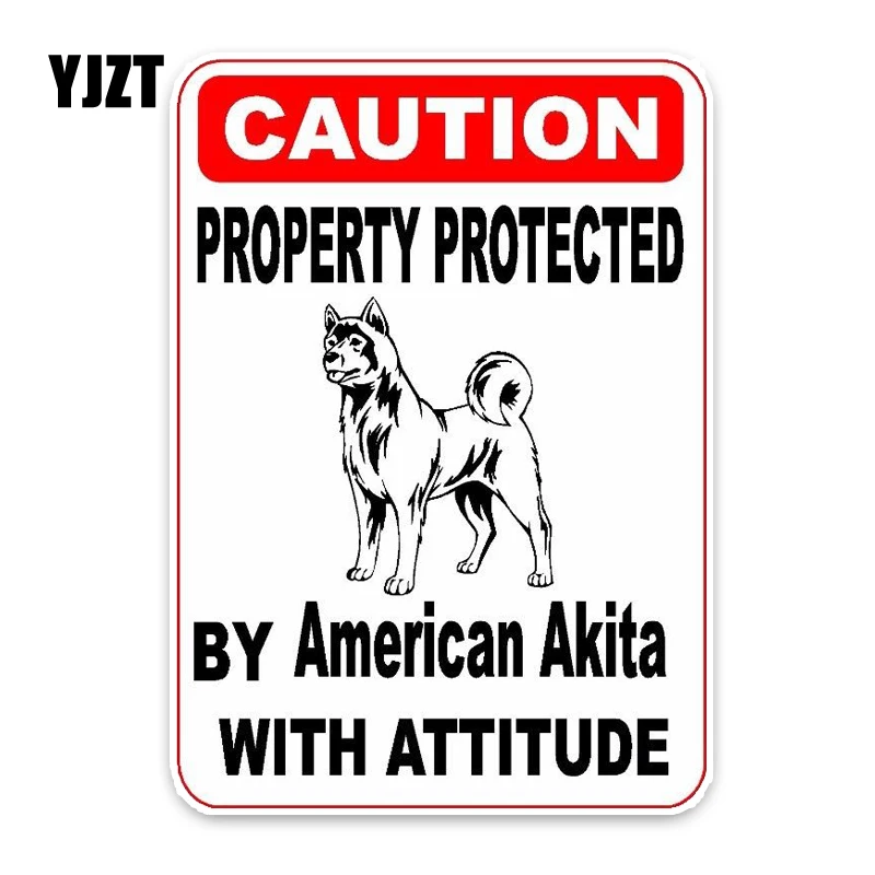 YJZT 11,4*16 см свойства защищены американским щенком Акита украшение для домашних животных модная наклейка на автомобиль C1-4738