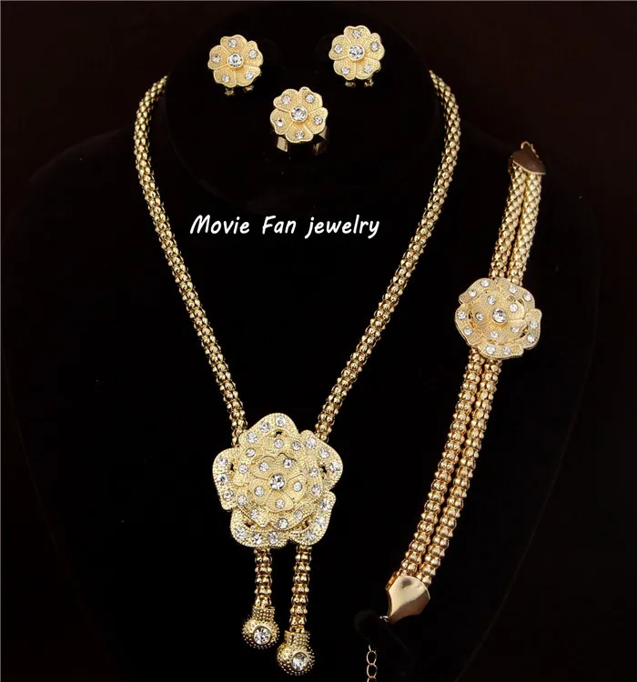 Fashion Dubai Jewelry Gold Color Plated Flower Necklace Set Fashion Dubai Jewelry Gold Color Plated Flower Necklace Set Wedding Bridal African Sjt009 In Sets From Accessories On