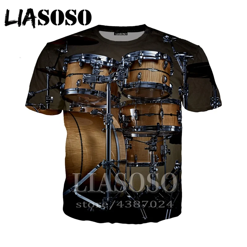 LIASOSO модная футболка 3d принт барабанная установка Топ Костюм Рок t Мужчины wo Мужская Уличная одежда с мотивами из аниме футболка Harajuku рубашки с коротким рукавом E350 - Цвет: 15