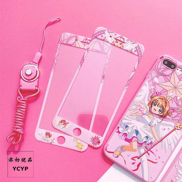 Чехол Sakura для iphone X Cardcaptor+ Защитная пленка для экрана из закаленного стекла для iphone 6 6s Plus 7 7plus 8 8plus Сейлор Мун