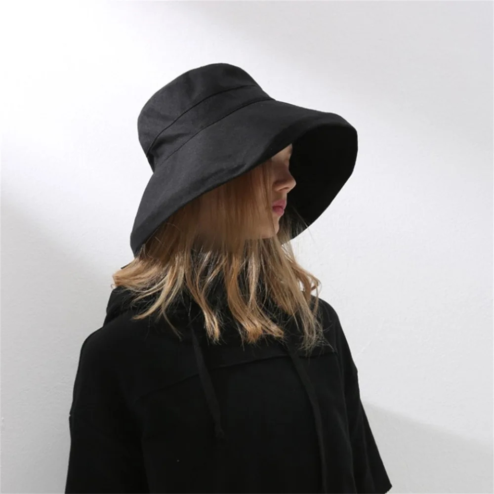 Plain deep Bucket Hat Women for Fishing Beach Cotton Summer Sun Hats