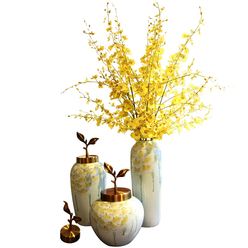 Китайский стиль, керамическая креативная Цветочная ваза для гостиной, домашний декор, ремесла, украшение комнаты, свадебная ваза, фарфоровые декоративные банки, подарок