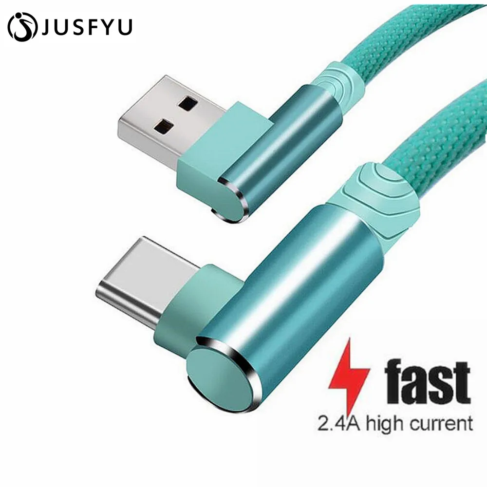 

USB Type C 90 Degree 2.4A Fast Charging USB C Cable Cord USB Charger For Samsung S8 S9 S7 Note 9 8 Xiaomi Mi8 Mi6 Phone Charger