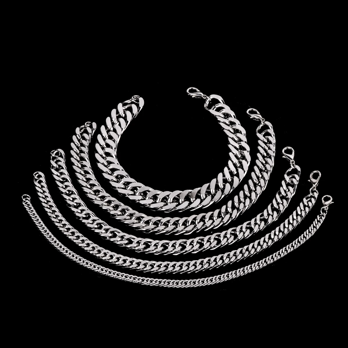 3mm/4mm/6mm/8mm/10mm/12mm Width Stainless Steel Chain Bracelet For Men Silver Color Bracelets & Bangles Vintage Hip Hop Jewelry