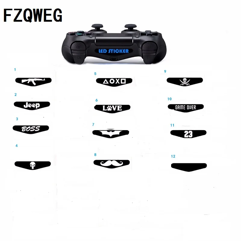 

FZQWEG 2 pcs Video Game Controller Light Bar Lightbar Decal Sticker For PS4 Playstation 4 random number