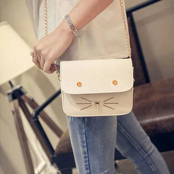 

1Pcs Cute Crossbody Bags Lovely Women Shoulder Bag Rhinestone PU Leather Cat Lady Handbags Messenger Bags for Female
