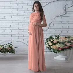 Для беременных Одежда Платья Для женщин без рукавов розовый белого и синего цвета для беременных Леди вечернее платье Европа и Америка