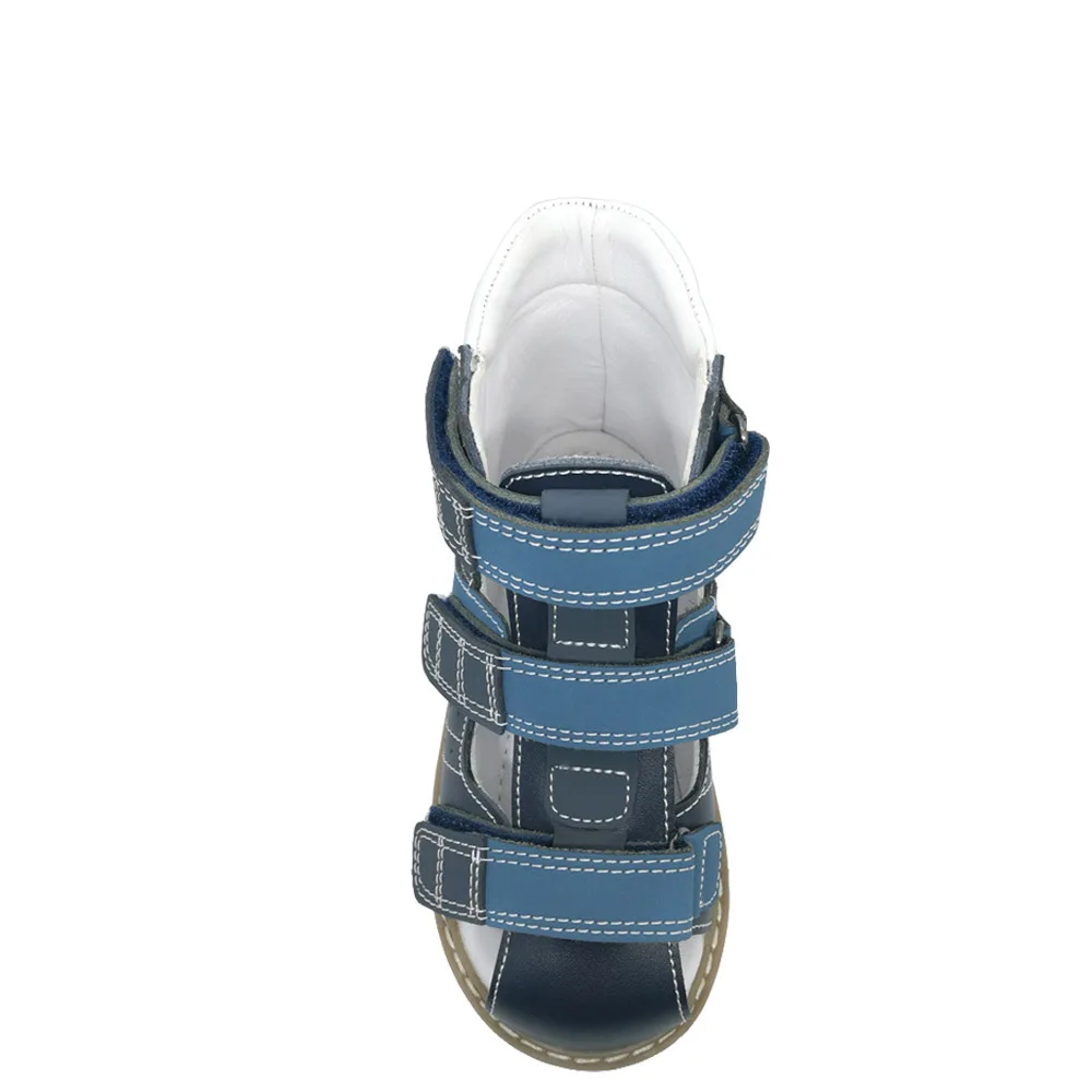Ortoluckland/обувь из натуральной кожи для мальчиков; ортопедическая обувь для детей; темно-синие детские сандалии с закрытым носком и подошвой для поддержки свода стопы