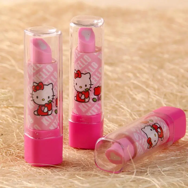 

5pcs/lot Cute Cat Lipstick Eraser Kawaii fruit pencil erasers for kids korean stationery canetas office school supply