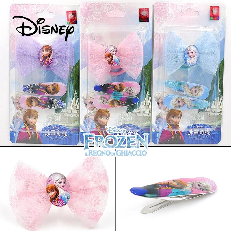 Disney Pretend Play Frozen Elsa Anna Cartoon Character Pattern Children's Beauty Hair Hairpin Bow Headdress Set Gift For Girls Disney Pretend Play Frozen Elsa Anna Cartoon Character Pattern Children's Beauty Hair Hairpin Bow Headdress Set Gift For Girls