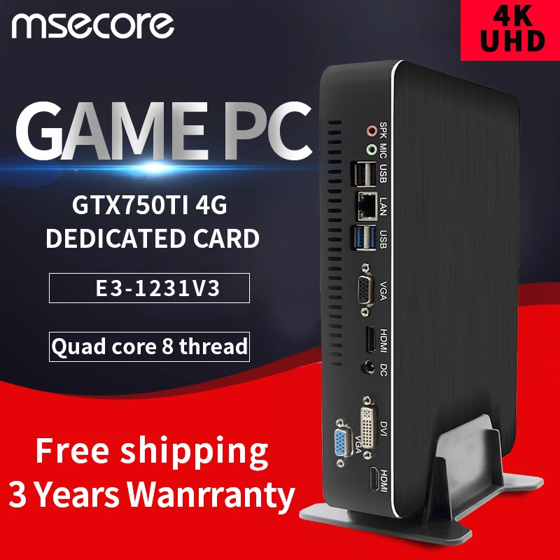 MSECORE Xeon E3 1231V3 GTX750TI 4G Dedicated card gaming Mini PC Windows 10 Desktop Computer game pc linux intel Nettop HTPC 4K