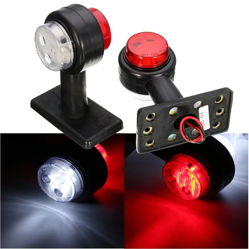 

2Pcs 12V/24V Red& White LED Car Truck Trailer Double Side Marker Clearance Lights Clearance Lamp