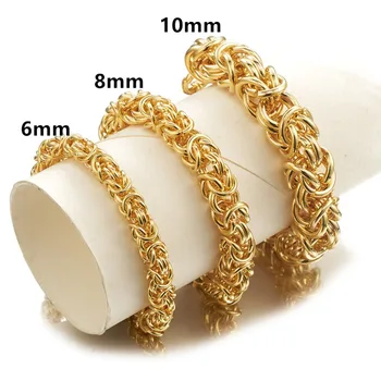

Top Quality Byzantine chain Men's Bracelet 316LStainless Steel Silver Color/Gold Color 6/8/10MM Popular Jewelry Gift 7-11inch