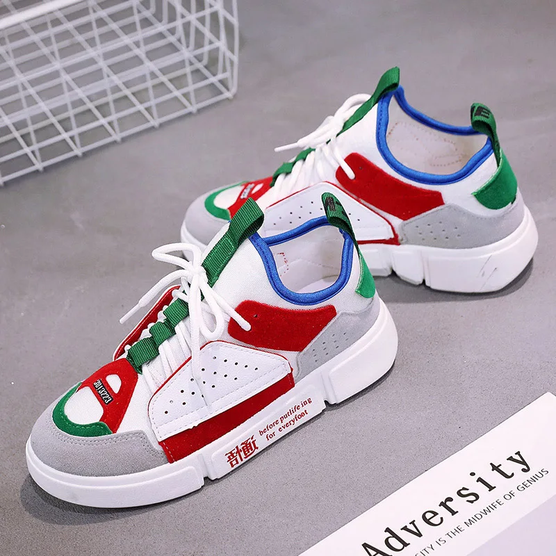 ~ (31).Women Sneakers Nice New Spring Summer Flats Women Shoes lace-Up Platform Breathable Fashion Mixed Color Women Casual Shoes 